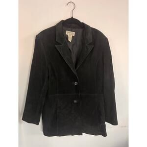 St. John’s Bay Black Washable Suede Leather Blazer Jacket Coat - Women’s S Y2K